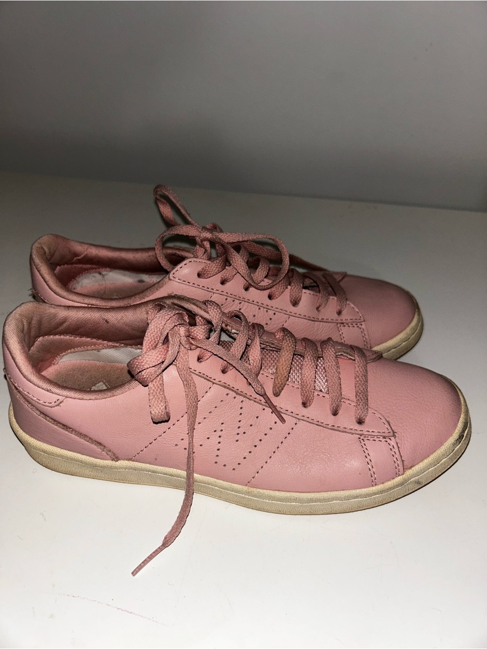 New Balance Women's Pink Low-Top Leather Sneakers